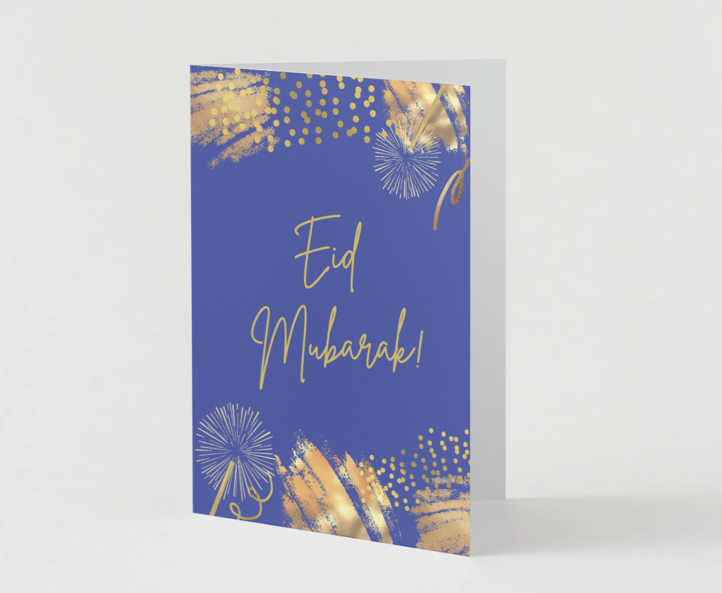 Eid Mubarak – Blue & Gold Celebration Card (5×7) - Image 2