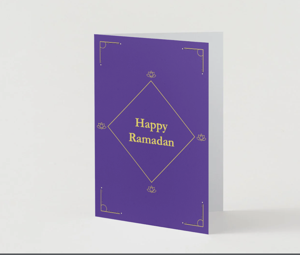 Happy Ramadan – Purple & Gold Elegance (5×7) - Image 2