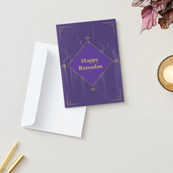 Happy Ramadan – Purple & Gold Elegance (5×7)